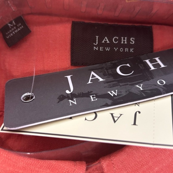 Jachs NY Men's Short Sleeve red Collar Button Down Shirt Size Medium - Picture 6 of 14